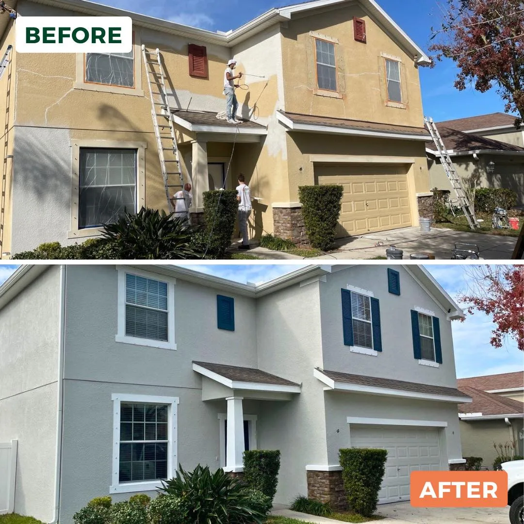 Peach Painting - Riverview, FL exterior before and after home paint